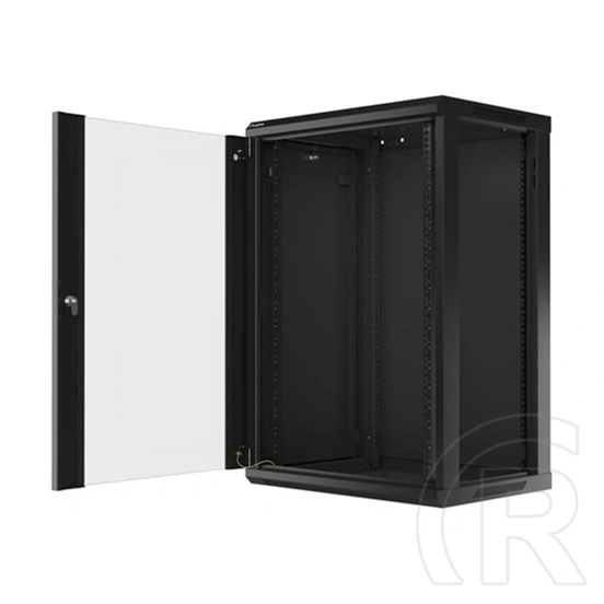 Lanberg fali rackszekrény (19", 18U, 600x450 mm, üvegajtó, lapraszerelt, fekete)