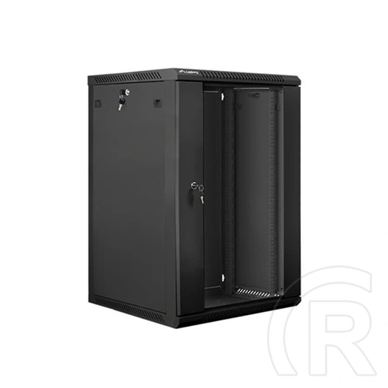 Lanberg fali rackszekrény (19", 18U, 600x600 mm, edzett üvegajtó, lapraszerelt, fekete)