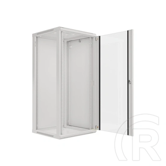 Lanberg fali rackszekrény (19", 27U, 600x600 mm, üvegajtó, lapraszerelt, szürke)