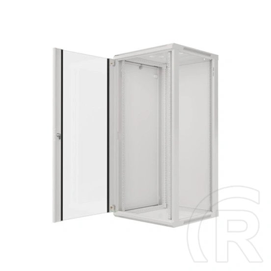 Lanberg fali rackszekrény (19", 27U, 600x600 mm, üvegajtó, lapraszerelt, szürke)