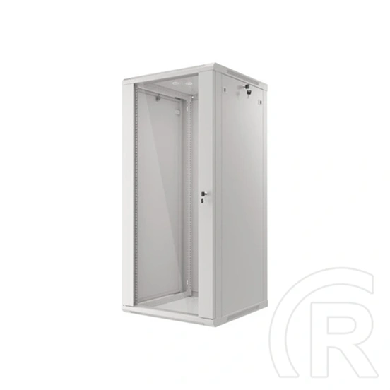 Lanberg fali rackszekrény (19", 27U, 600x600 mm, üvegajtó, lapraszerelt, szürke)