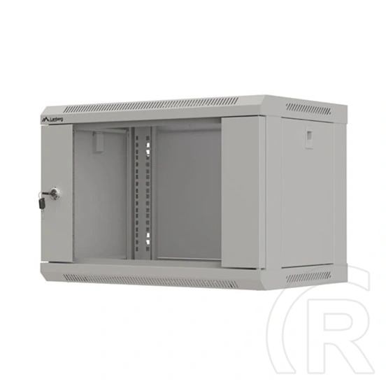 Lanberg fali rackszekrény (19", 6U, 540x350 mm, lapraszerelt, üvegajtó, szürke)