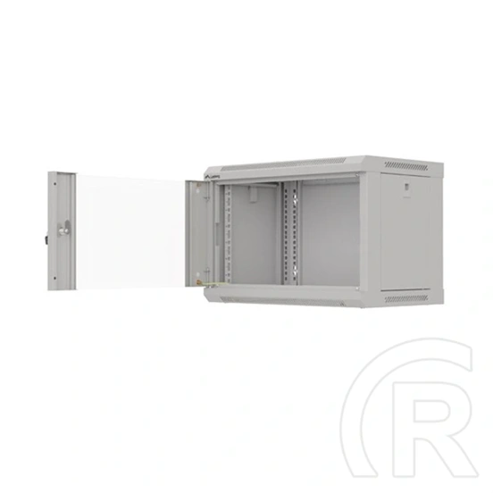 Lanberg fali rackszekrény (19", 6U, 540x350 mm, lapraszerelt, üvegajtó, szürke)