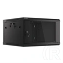 Lanberg fali rackszekrény (19", 6U, 600mm mély, lapraszerelt, edzett üveg első ajtó, fekete)
