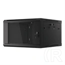 Lanberg fali rackszekrény (19", 6U, 600mm mély, lapraszerelt, edzett üveg első ajtó, fekete)