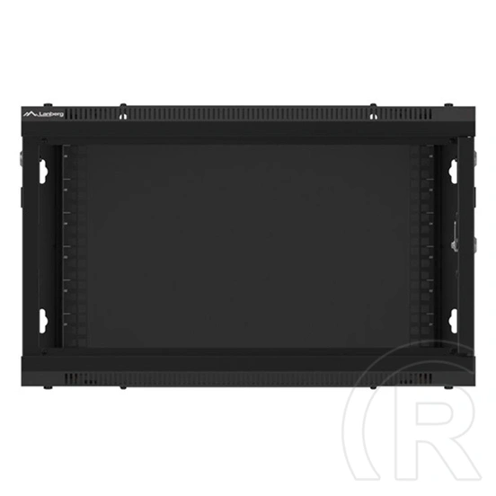 Lanberg fali rackszekrény (19", 6U, 600mm mély, lapraszerelt, edzett üveg első ajtó, fekete)