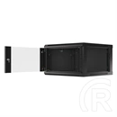 Lanberg fali rackszekrény (19", 6U, 600mm mély, lapraszerelt, edzett üveg első ajtó, fekete)