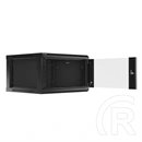 Lanberg fali rackszekrény (19", 6U, 600mm mély, lapraszerelt, edzett üveg első ajtó, fekete)