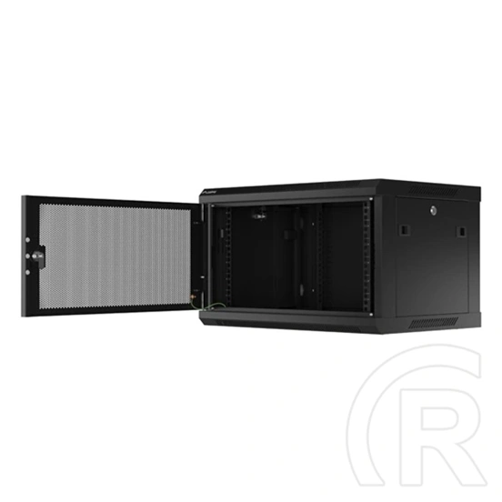 Lanberg fali rackszekrény (19", 6U, 600x450 mm, perforált ajtó, lapraszerelt, fekete)