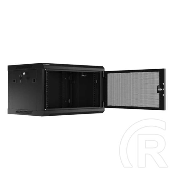 Lanberg fali rackszekrény (19", 6U, 600x450 mm, perforált ajtó, lapraszerelt, fekete)