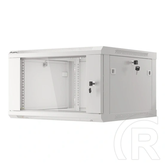 Lanberg fali rackszekrény (19", 6U, 600x600, üvegajtó, lapraszerelt, szürke)