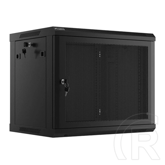 Lanberg fali rackszekrény (19", 9U, 600x450 mm, perforált ajtó, lapraszerelt, fekete)