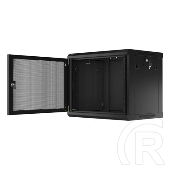 Lanberg fali rackszekrény (19", 9U, 600x450 mm, perforált ajtó, lapraszerelt, fekete)