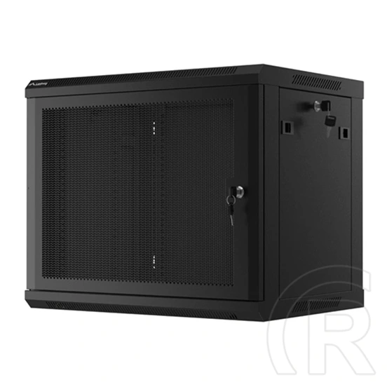 Lanberg fali rackszekrény (19", 9U, 600x450 mm, perforált ajtó, lapraszerelt, fekete)
