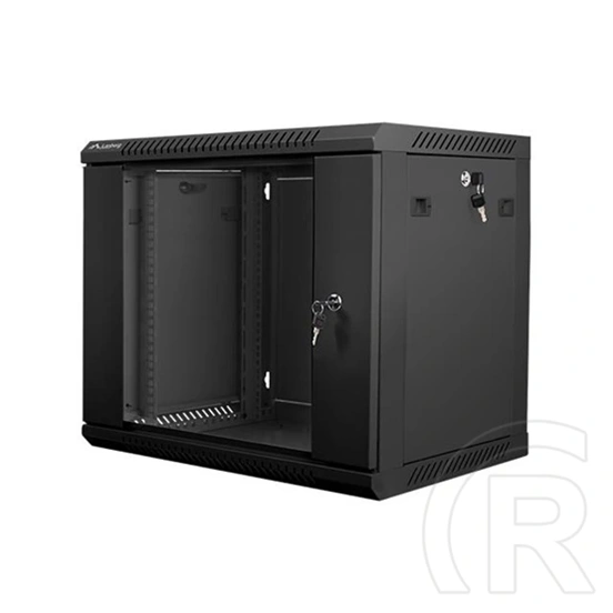 Lanberg fali rackszekrény (19", 9U, lapraszerelt, 450mm mély, fekete)