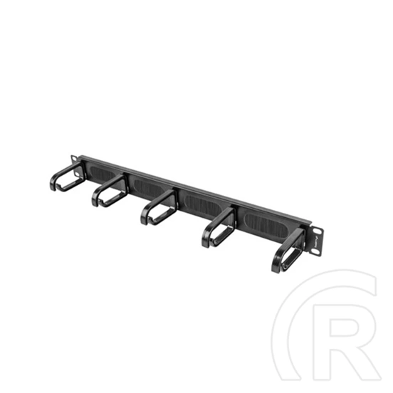 Lanberg gyűrűs panel (19", 1U, fésűs kábelátvezető, 5 gyűrű, fekete)