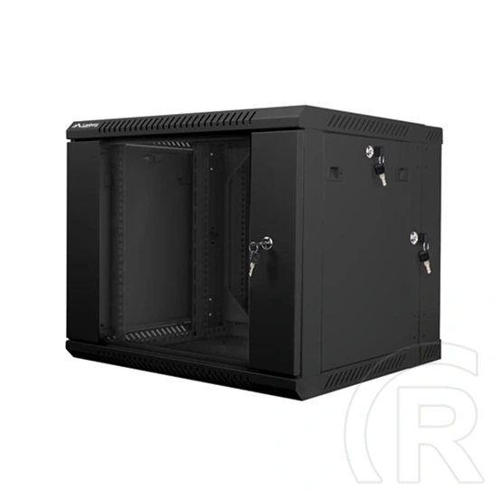 Lanberg kétrészes fali rackszekrény (19", 9U, lapraszerelt, 600 mm mély, 600x600, fekete)
