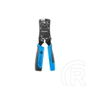 Lanberg krimpelő szerszám és kábelteszter (RJ45/RJ11/RJ12 csatlakozók, LED jelzés, tápegység 4x LR44, fekete)