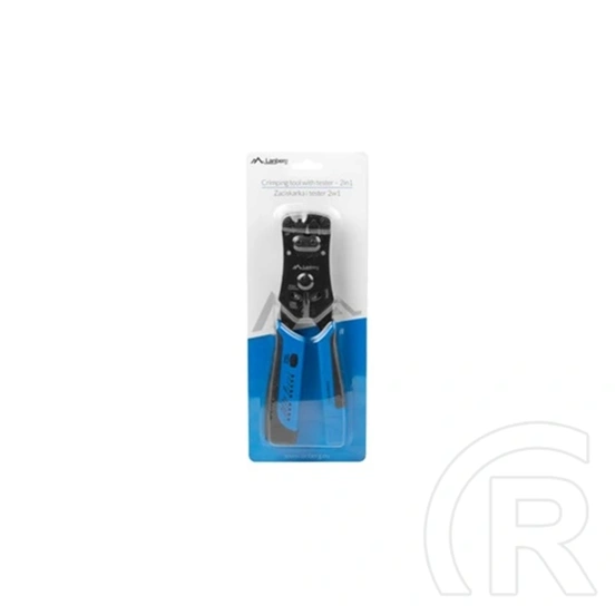 Lanberg krimpelő szerszám és kábelteszter (RJ45/RJ11/RJ12 csatlakozók, LED jelzés, tápegység 4x LR44, fekete)