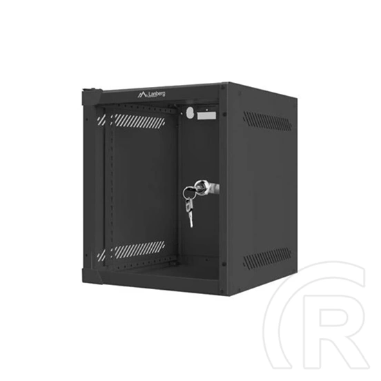 Lanberg rackszekrény (10", 6U, 280x310 mm, falra szerelhető, üvegajtó, lapraszerelt, fekete)
