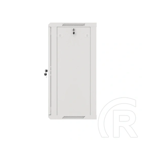 Lanberg rackszekrény (19", 18U, fali, 600x450 mm, lapraszerelt, edzett üveg ajtó, szürke)