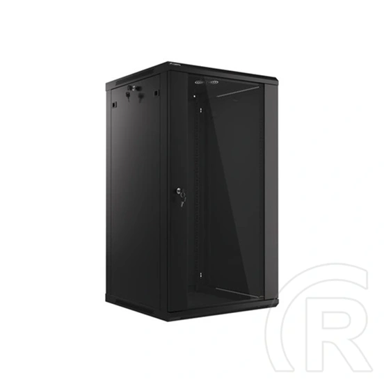 Lanberg rackszekrény (19", 22U, 600x600 mm, 529,5 mm mély, lapraszerelt, edzett üveg ajtó, fekete)