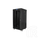 Lanberg rackszekrény (19", 22U, 600x600 mm, üvegajtó, lapraszerelt, LCD kijelző, fekete)