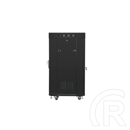 Lanberg rackszekrény (19", 22U, 600x600 mm, üvegajtó, lapraszerelt, LCD kijelző, fekete)
