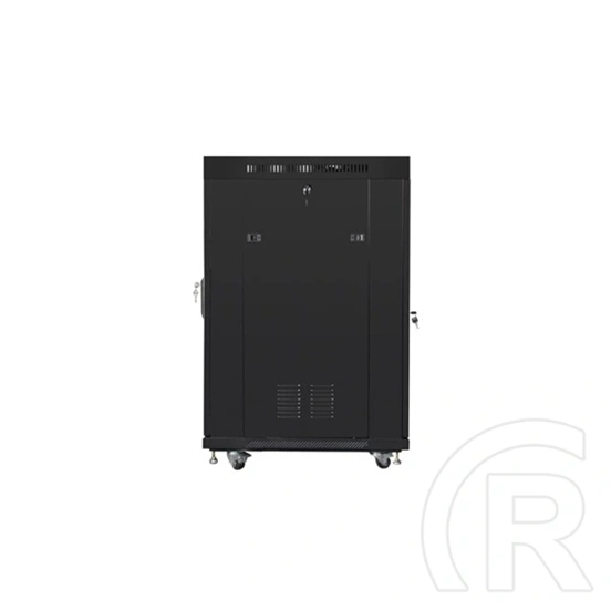 Lanberg rackszekrény (19", 22U, 600x800 mm, szabadon álló, üvegajtó, lapraszerelt, LCD kijelző, fekete)