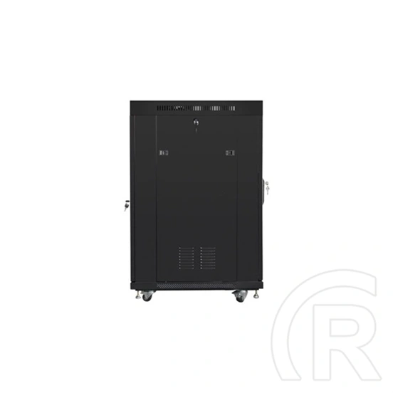 Lanberg rackszekrény (19", 22U, 600x800 mm, szabadon álló, üvegajtó, lapraszerelt, LCD kijelző, fekete)