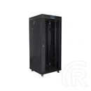 Lanberg rackszekrény (19", 27U, 600x600 mm, lapraszerelt, edzett üveg ajtó, LCD, fekete)