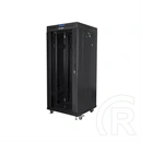 Lanberg rackszekrény (19", 27U, 600x600 mm, lapraszerelt, edzett üveg ajtó, LCD, fekete)