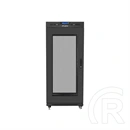 Lanberg rackszekrény (19", 27U, 600x800 mm, perforált ajtó, lapraszerelt, LCD kijelző, fekete)