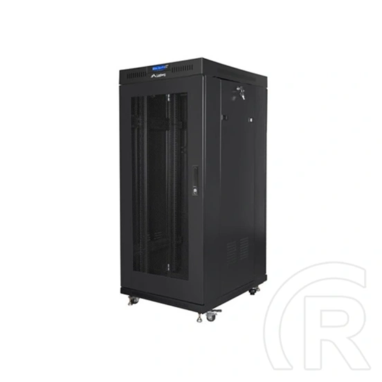Lanberg rackszekrény (19", 27U, 600x800 mm, perforált ajtó, lapraszerelt, LCD kijelző, fekete)