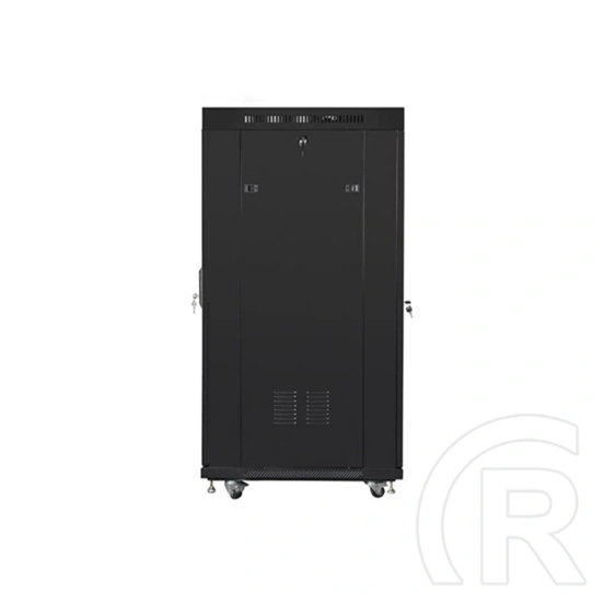 Lanberg rackszekrény (19", 27U, 600x800 mm, perforált ajtó, lapraszerelt, LCD kijelző, fekete)