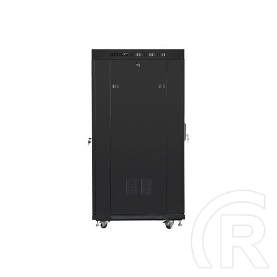 Lanberg rackszekrény (19", 27U, 600x800 mm, perforált ajtó, lapraszerelt, LCD kijelző, fekete)