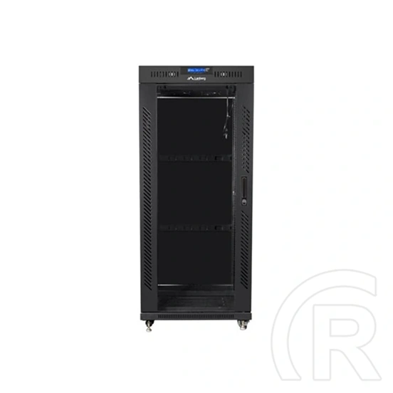 Lanberg rackszekrény (19", 27U, 800x1000 mm, szabadon álló, üvegajtó, lapraszerelt, LCD kijelző, fekete)