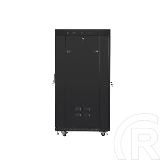 Lanberg rackszekrény (19", 27U, 800x1000 mm, szabadon álló, üvegajtó, lapraszerelt, LCD kijelző, fekete)