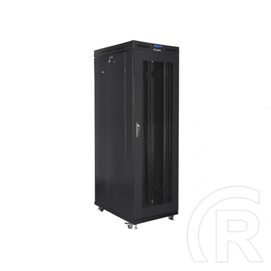 Lanberg rackszekrény (19", 27U, 800x1200 mm, lapraszerelt, perforált ajtó, LCD kijelző, fekete)