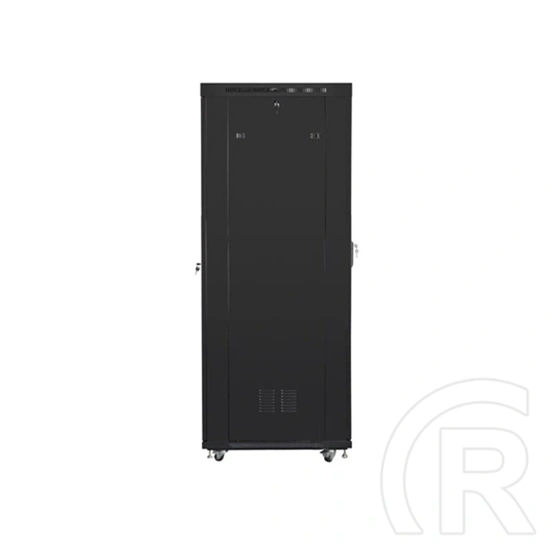Lanberg rackszekrény (19", 27U, 800x1200 mm, lapraszerelt, perforált ajtó, LCD kijelző, fekete)