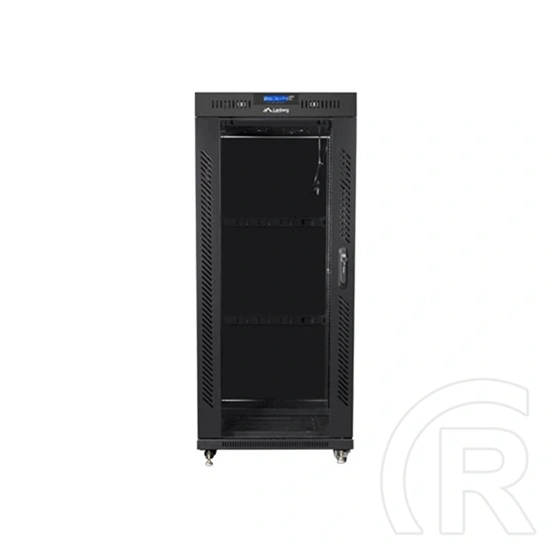 Lanberg rackszekrény (19", 27U, 800x1200 mm, szabadon álló, üvegajtó, lapraszerelt, LCD kijelző, fekete)