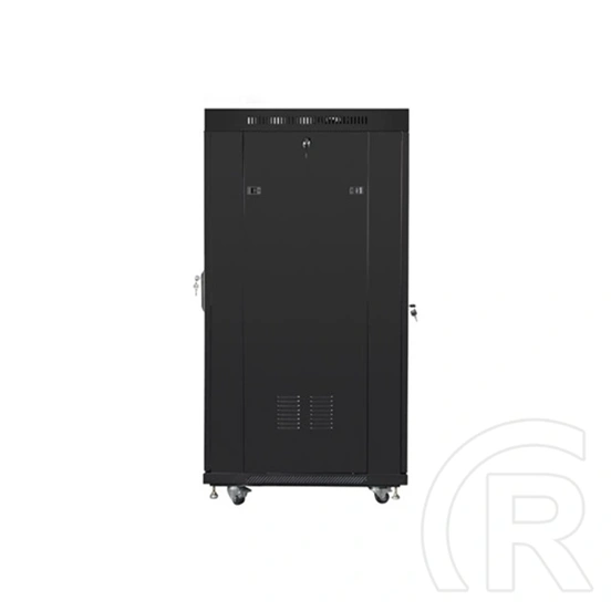 Lanberg rackszekrény (19", 27U, 800x1200 mm, szabadon álló, üvegajtó, lapraszerelt, LCD kijelző, fekete)