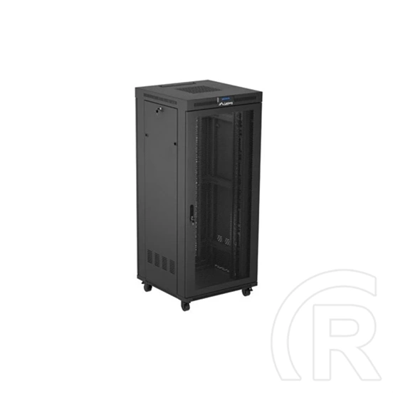 Lanberg rackszekrény (19", 37U, 800x800 mm, szabadon álló, perforált ajtó, lapraszerelt, LCD kijelző, fekete)