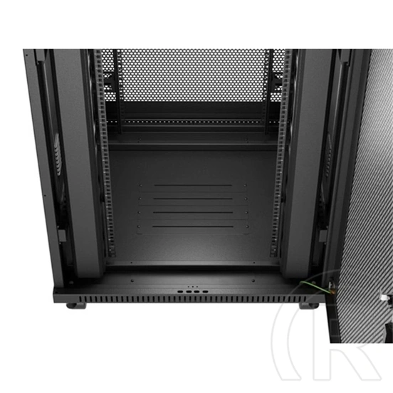 Lanberg rackszekrény (19", 37U, 800x800 mm, szabadon álló, perforált ajtó, lapraszerelt, LCD kijelző, fekete)