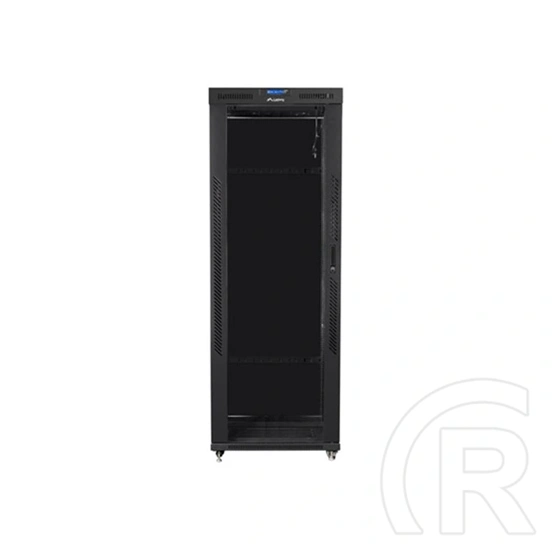 Lanberg rackszekrény (19", 42U, 800x1000mm mély, szabadon álló, üvegajtó, lapraszerelt, LCD kijelző, fekete)
