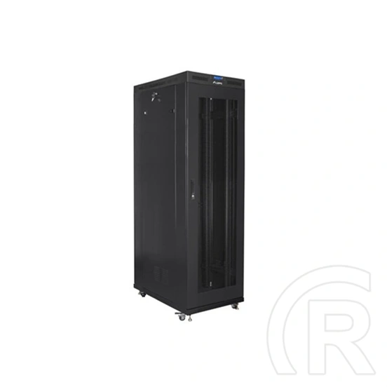 Lanberg rackszekrény (19", 42U, szabadon álló, 800x1200 mm, perforált ajtó, lapraszerelt, LCD kijelző, fekete)