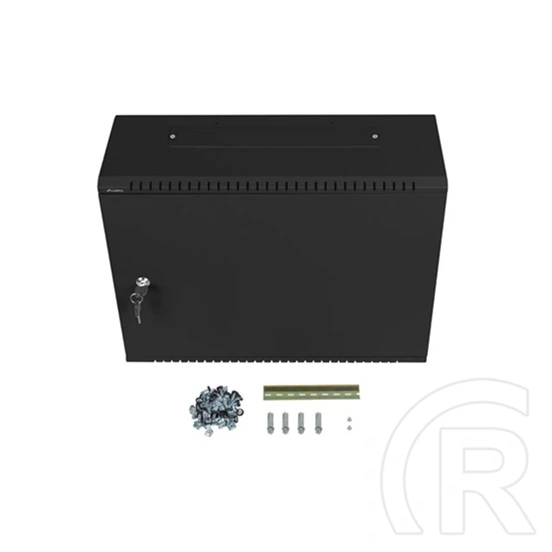 Lanberg rackszekrény (19", fali, 4U+3U, 540x200 mm, munkamélység 143 mm, alacsony profil, összeszerelt, fekete)