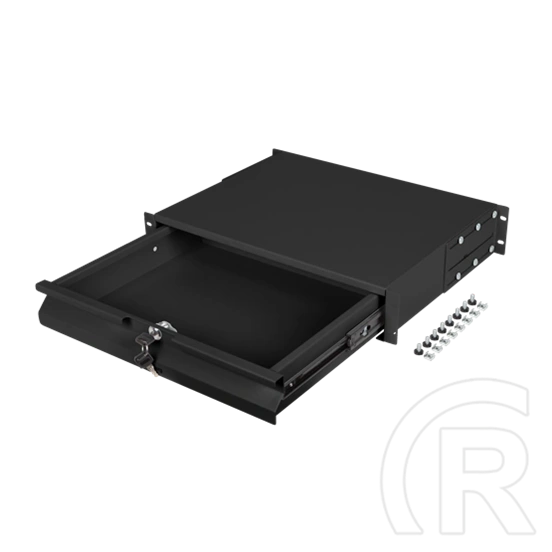 Lanberg rackszekrény fiók (19", 2U, 483x360mm, 90kg, 4-pontos szerelés, fekete)