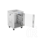 Lanberg szabadon álló rackszekrény (19", 15U, 600 mm mély, edzett üveg ajtó, lapraszerelt, LCD kijelző, szürke)