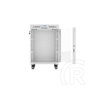 Lanberg szabadon álló rackszekrény (19", 15U, 600 mm mély, edzett üveg ajtó, lapraszerelt, LCD kijelző, szürke)